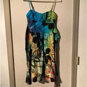 Original custom tie dye Ruby Rox casual sleeveless fitted dress NWOT size 3